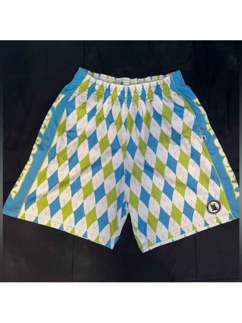 FLOW SOCIETY Certified Lacrosse Gear Argyle Diamond Design Athletic Shorts